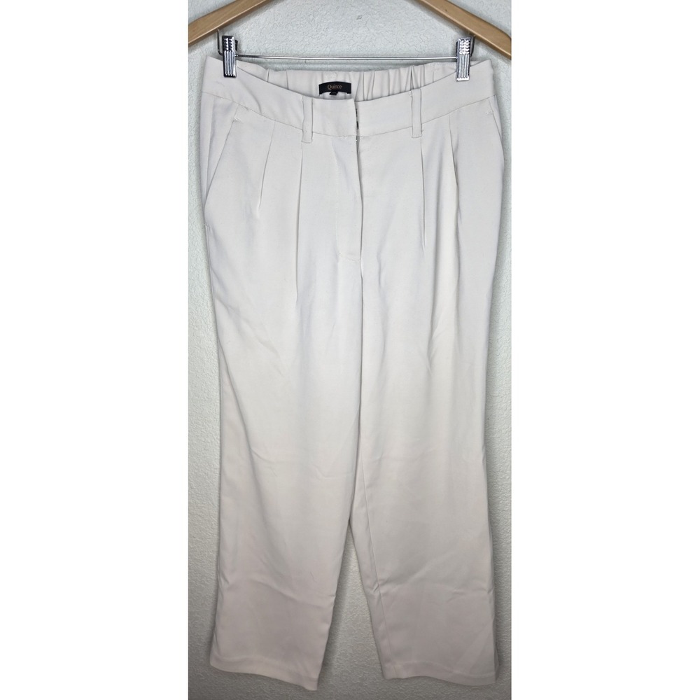 Quince Beige Wide-Leg Pleated Trousers Pants Women 10 Career Slacks Pockets